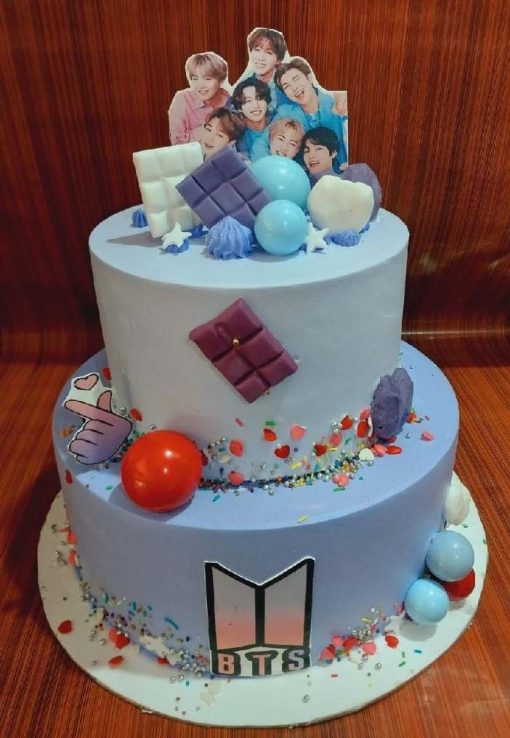2 Tier Bts Army Theme Cake