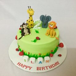 Animal Theme 2nd Birthday Cake