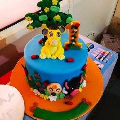 Jungle and Animal Theme 1st Birthday Cake